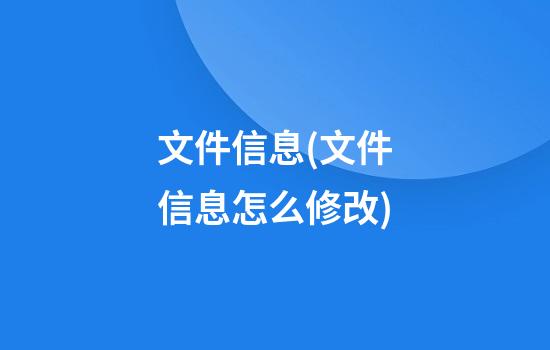 文件信息(文件信息怎么修改)